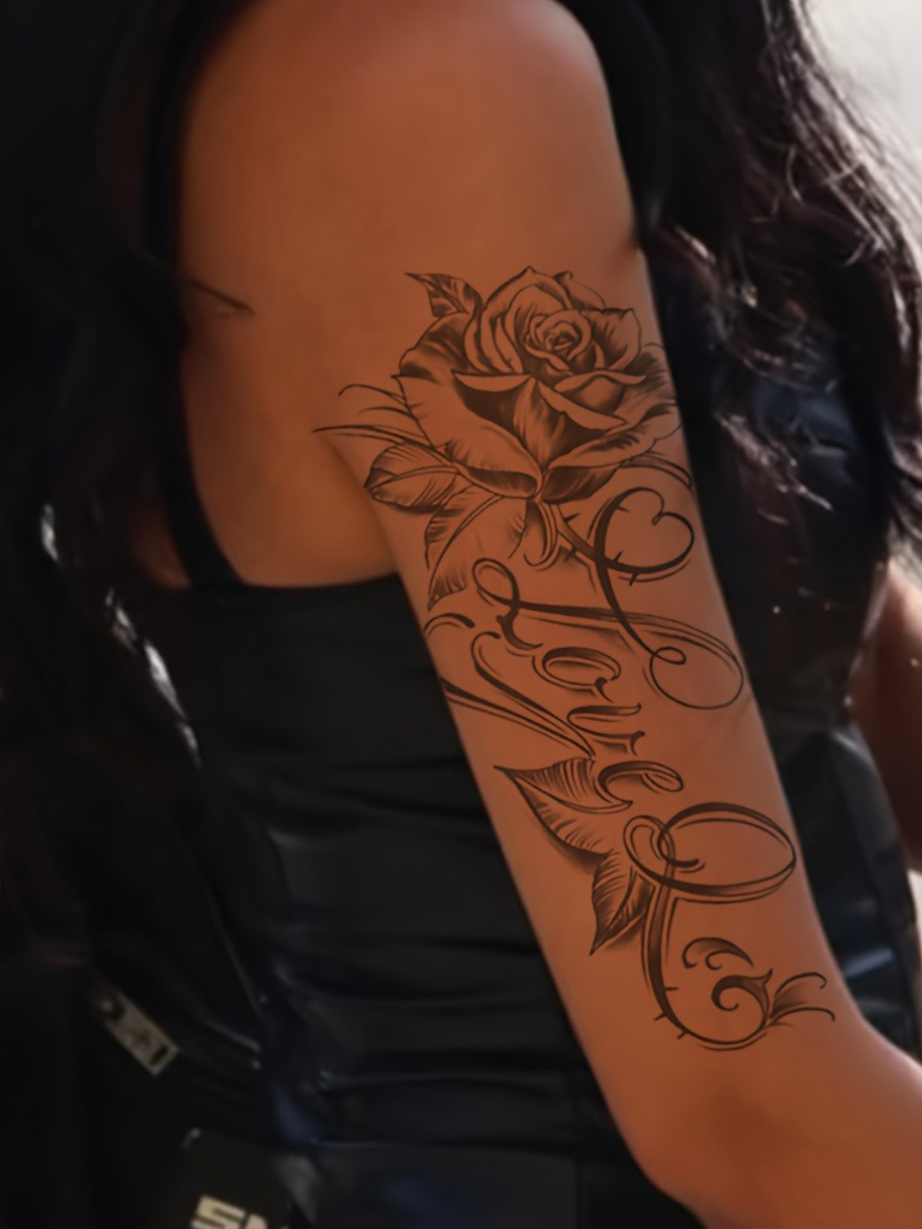 Rose and Love Letter Tattoo Sticker
